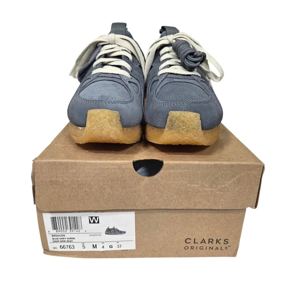 Clarks Breacon Sneakers Mens 5 Blue Grey Suede Crepe Sole 26166763 Low Top Shoes